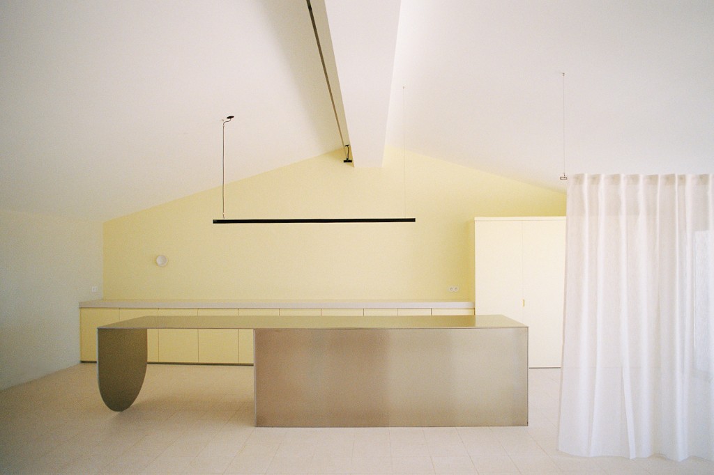 Metallic island table