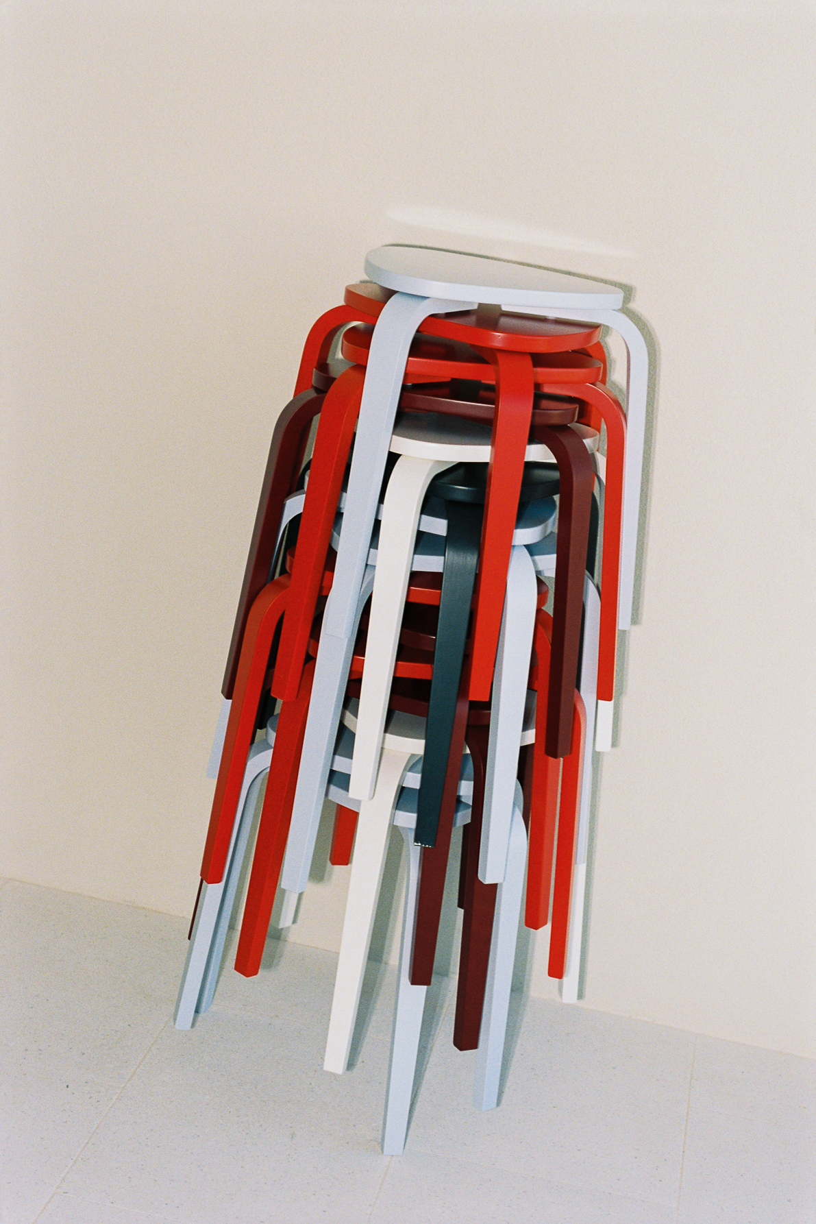 Stacked colourful stools